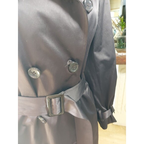 Joan Rivers Classics Collection Eggplant Brown Belted Trench Coat Sz L - Picture 7 of 9